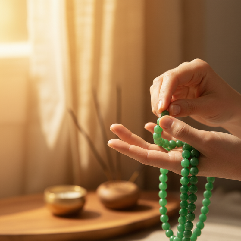 Green Aventurine Stone Mala 8mm 108 Beads