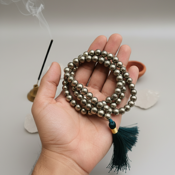 Pyrite Stone Rosary Mala 108 Beads