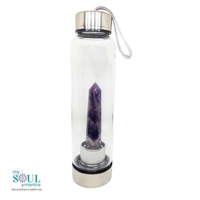 Energised Amethyst Tower Crystal Glass Bottle