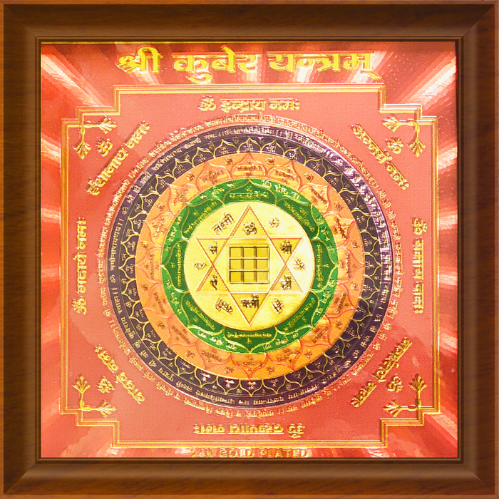 Shri Kuber Yantram Colorful 24 Carat Gold Plated Yantra 6 x 6
