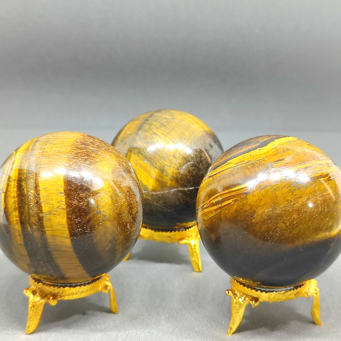Tiger Eye Crystal Ball Sphere for Protection, Creativity and Balance with Stand