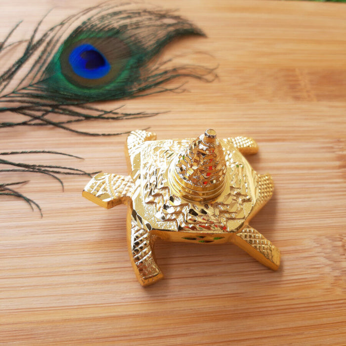 Brass / Peetal Meru Shree Yantra with Tortoise / Turtle Small