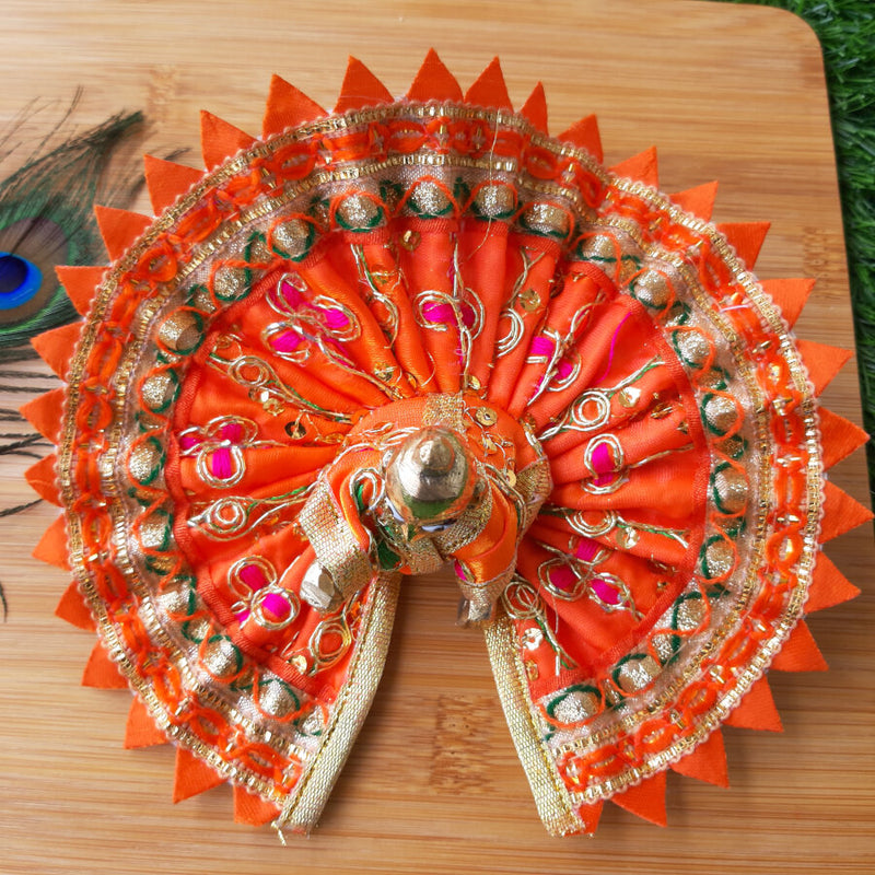 Laddu Gopal Ji Orange Festive Designer Poshak Size No.2