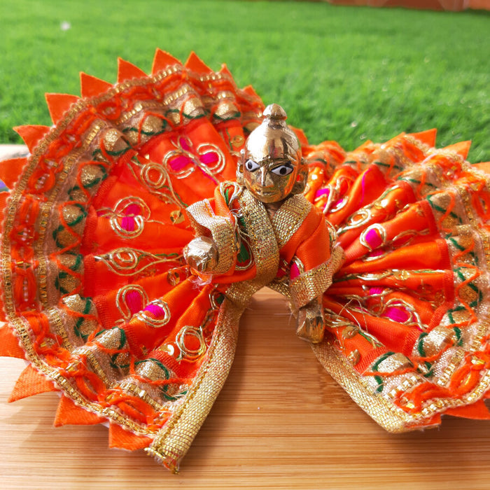 Laddu Gopal Ji Orange Festive Designer Poshak Size No.2