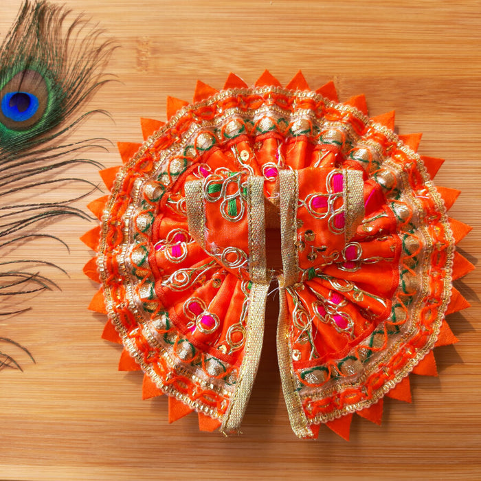 Laddu Gopal Ji Orange Festive Designer Poshak Size No.2