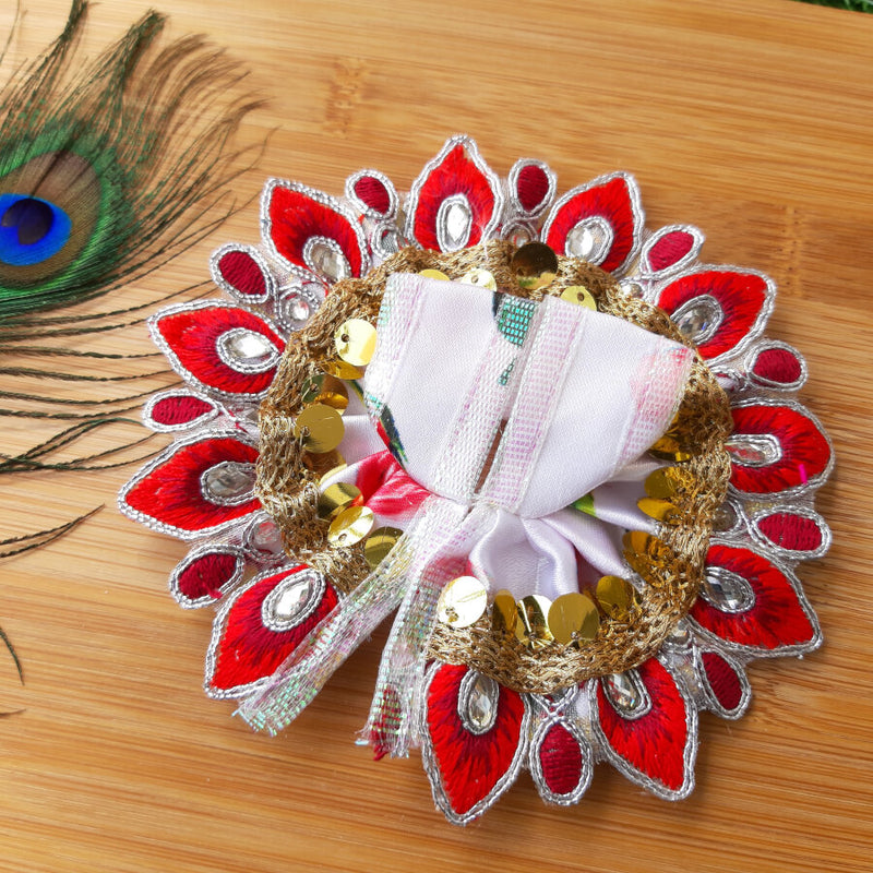 Laddu Gopal Ji / Thakur Ji Red & White Color Festive Poshak Size No. 0