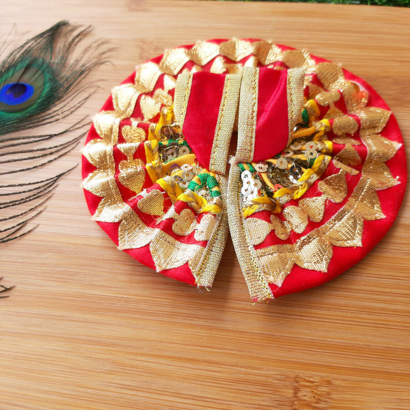 Laddoo Gopal Ji Red Color Festive Dress Size No. 1