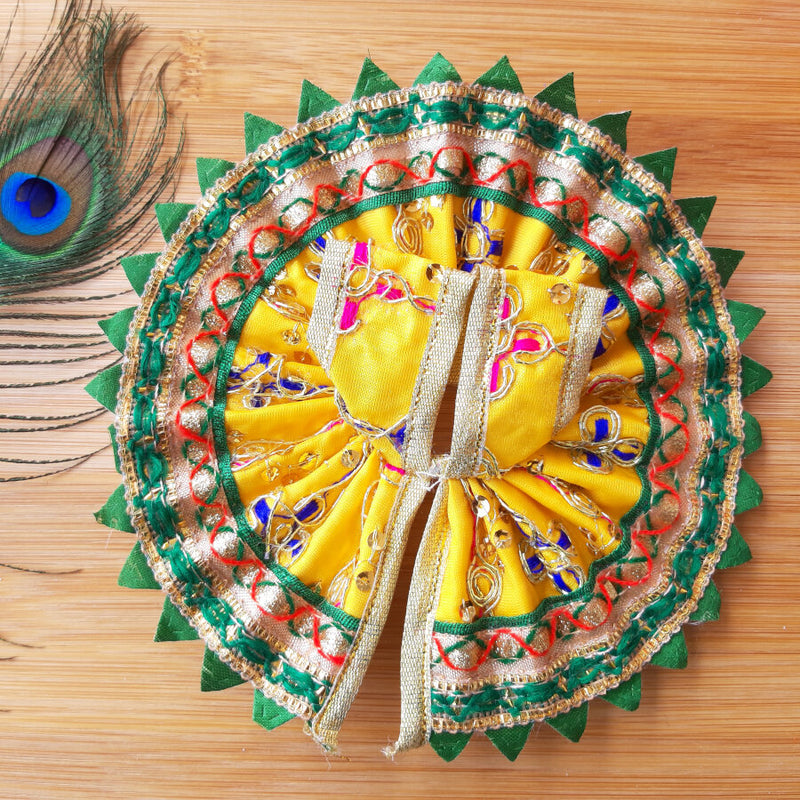 Laddu Gopal Ji / Thakur Ji Green & Yellow Festive Dress Size No. 2