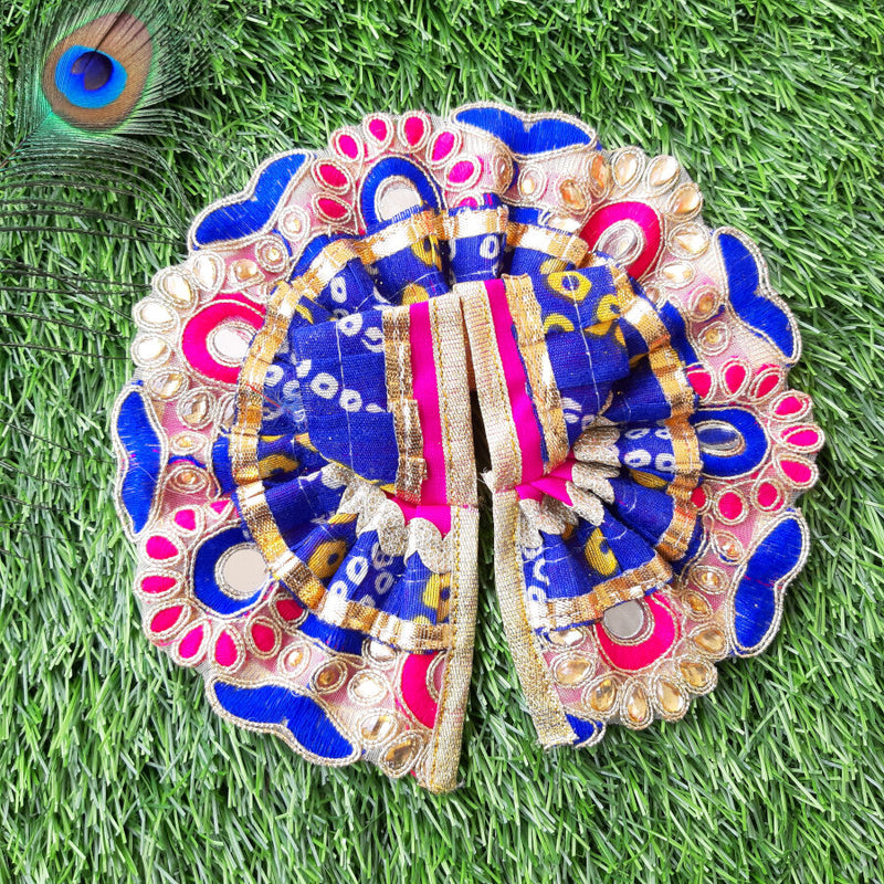 Laddu Gopal Ji Blue Bandhej Designer Poshak Size No. 2