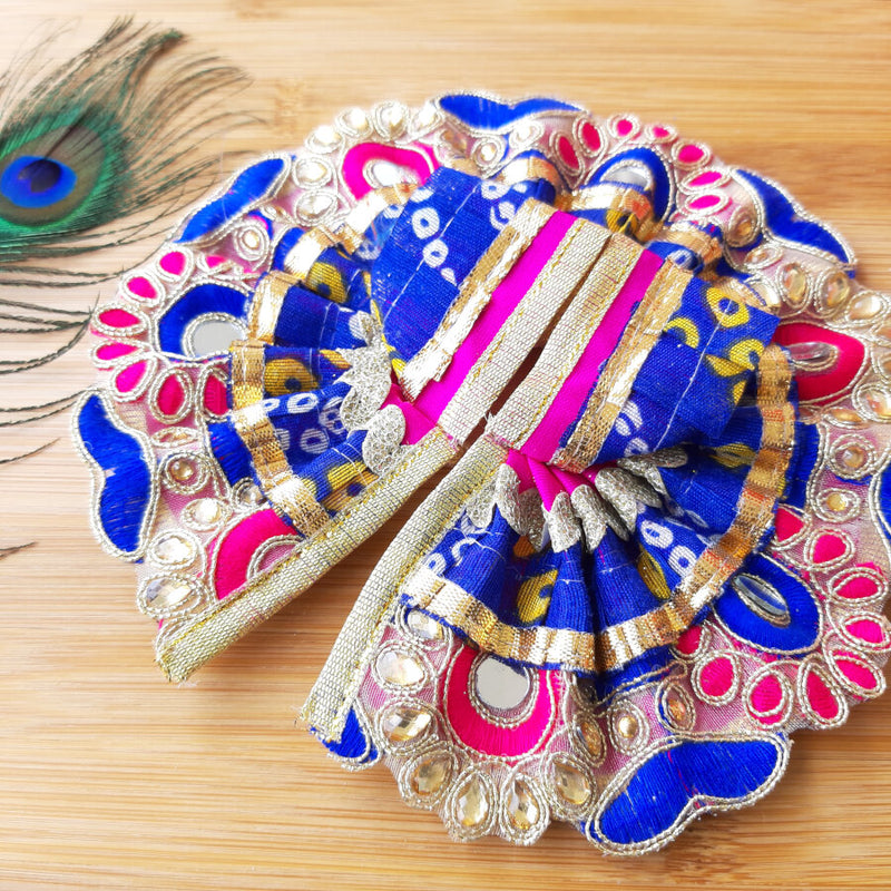 Laddu Gopal Ji Blue Bandhej Designer Poshak Size No. 2