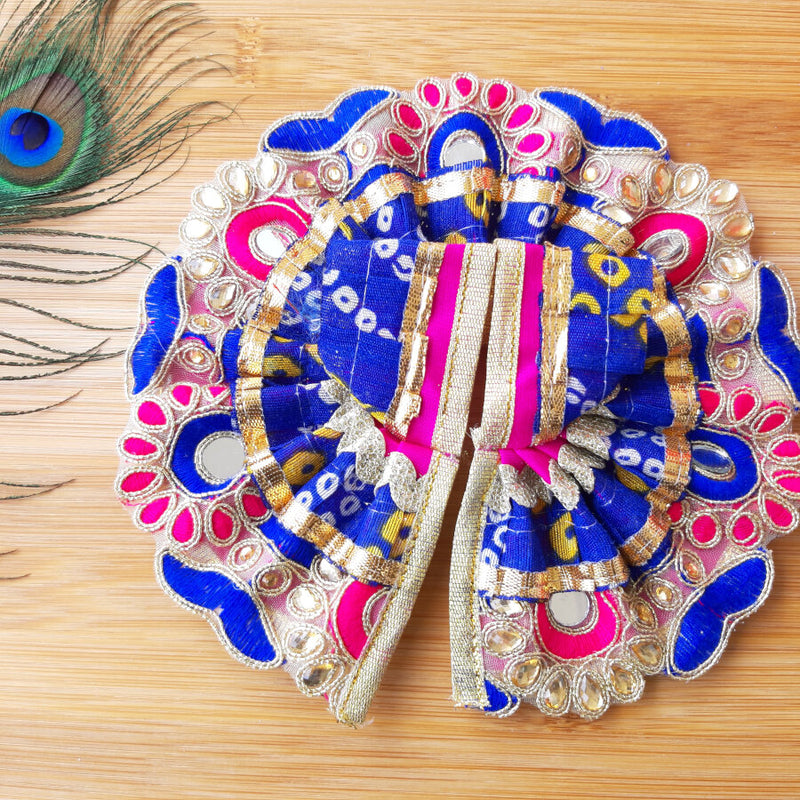 Laddu Gopal Ji Blue Bandhej Designer Poshak Size No. 2
