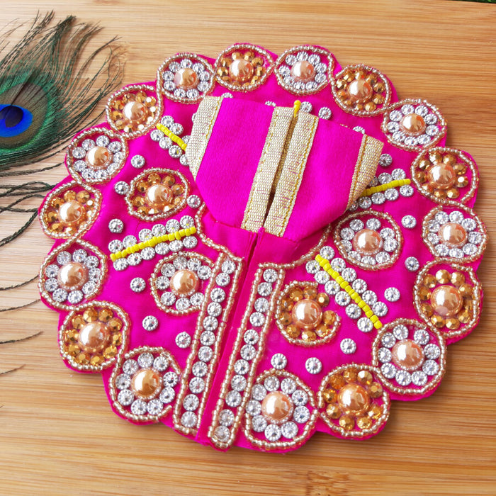 Laddu Gopal Ji / Thakur Ji Designer Pink Dress with Stone Work Size No. 2