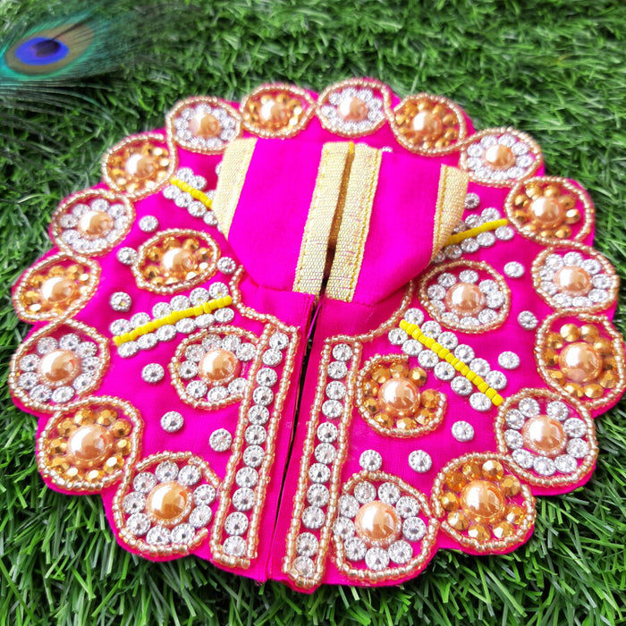 Laddu Gopal Ji / Thakur Ji Designer Pink Dress with Stone Work Size No. 2