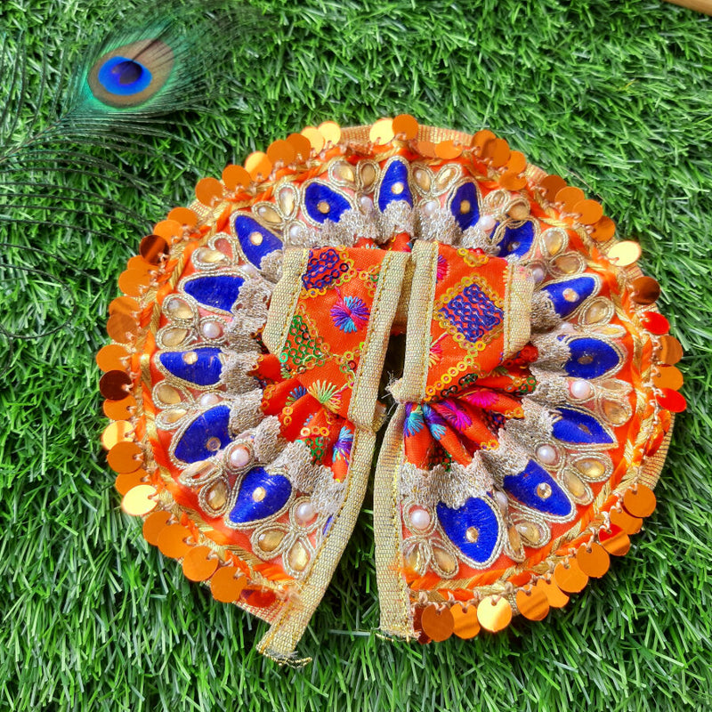 Laddu Gopal Ji / Kanha Ji Orange Designer Dress Size No. 2