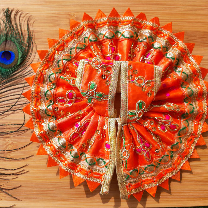 Laddu Gopal Ji Designer Festive Orange Poshak Size No.3