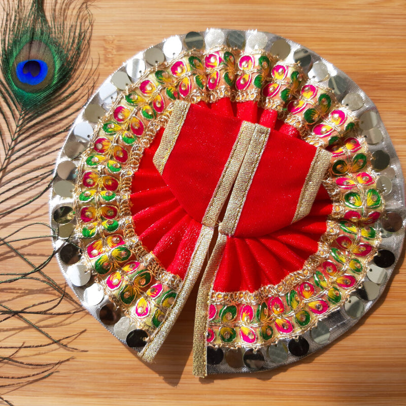Laddu Gopal Ji Festive Red Poshak Size No. 3