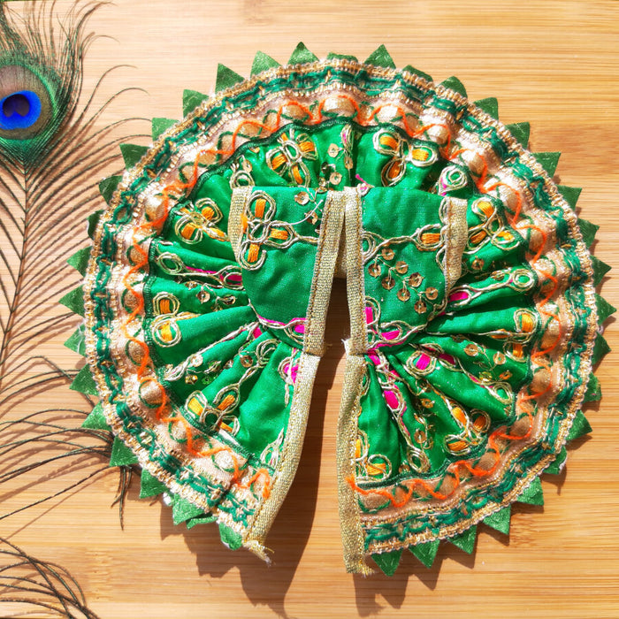 Laddu Gopal Ji Designer Festive Green Poshak Size No.3
