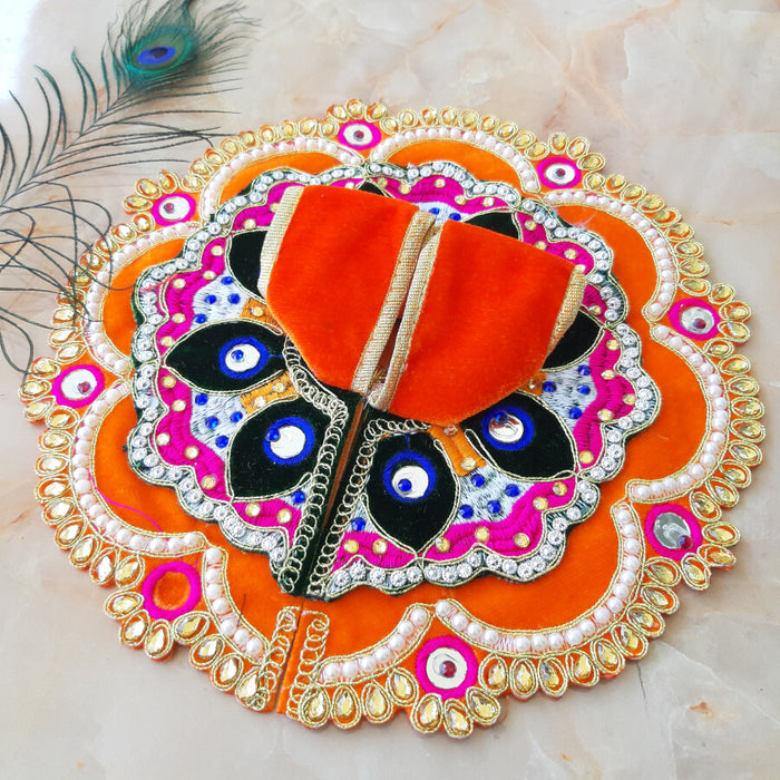 Thakur Ji / Laddu Gopal Ji Orange Designer Dress - Size No.5