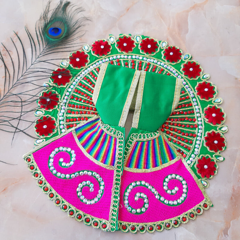 Laddu Gopal Ji Festive Green Poshak Size No.4