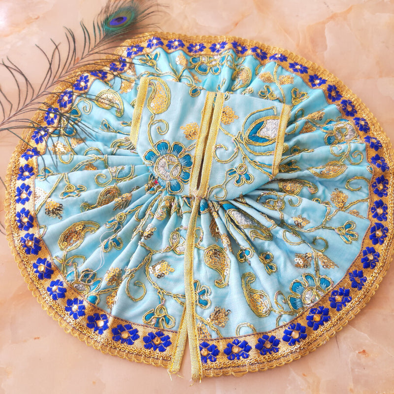 Laddu Gopal Ji Sky Blue Festive Designer Poshak Size No. 6