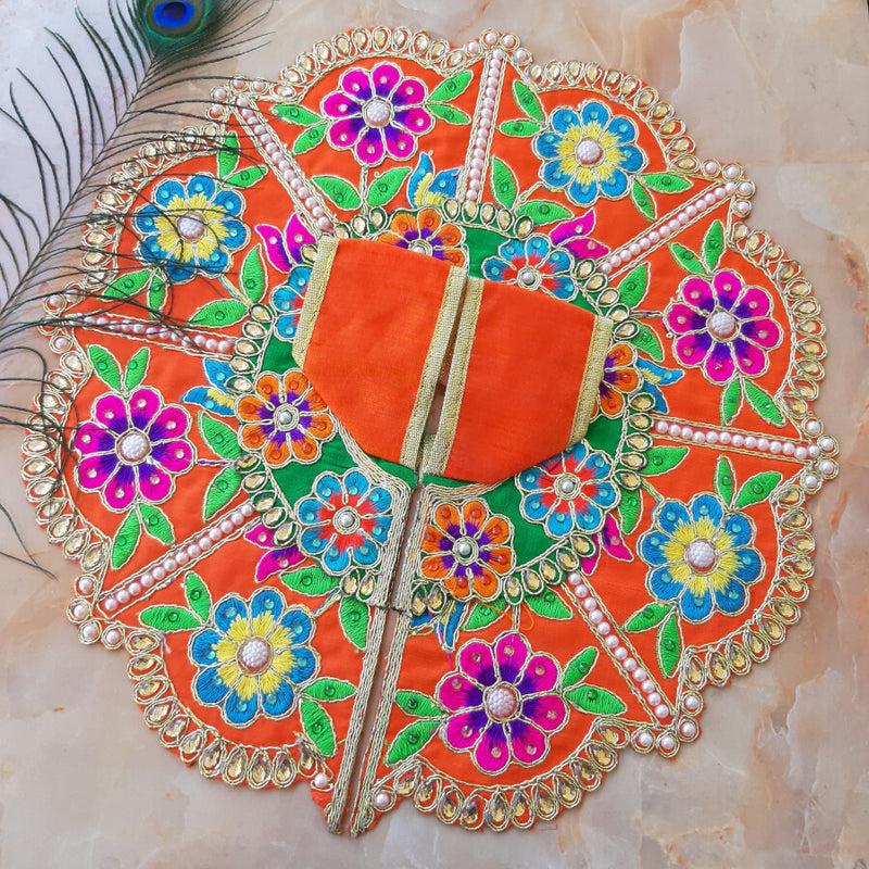 Laddu Gopal Ji Designer Orange Dress Size No. 6