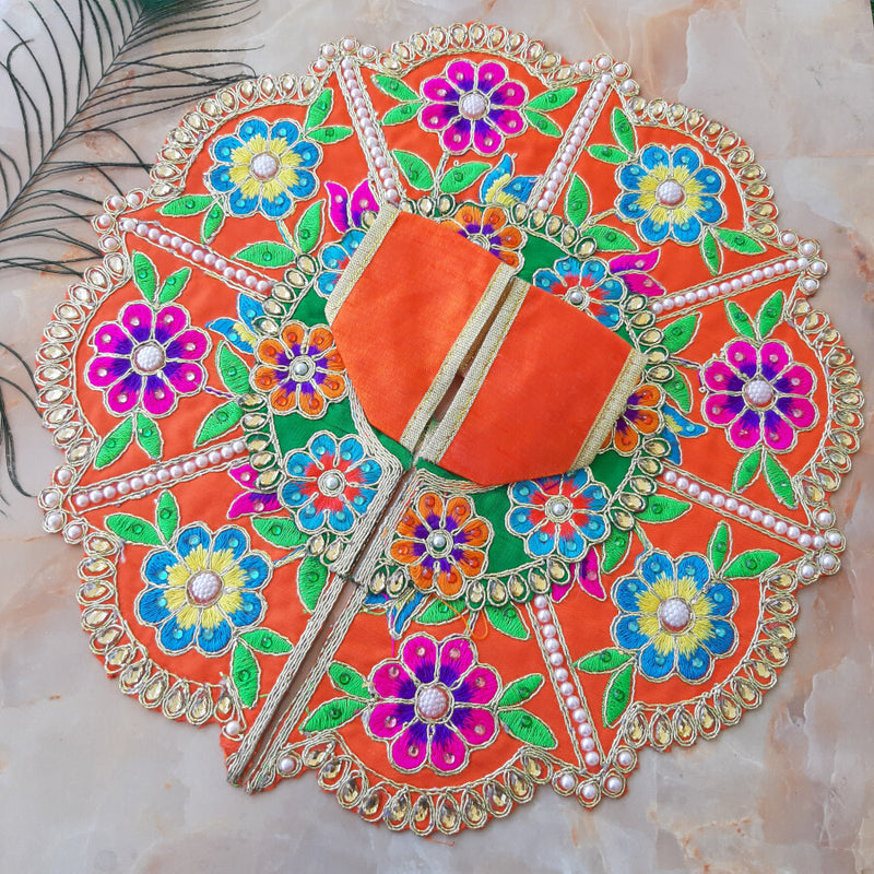 Laddu Gopal Ji Designer Orange Dress Size No. 6