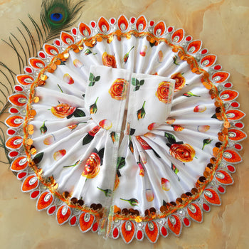 Laddu Gopal Ji / Kanha Ji Designer White & Orange Poshak Size No.6