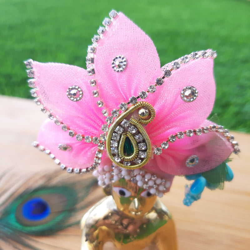 Laddu Gopal Ji Designer Pink Mukut / Pagadi Size No. 3