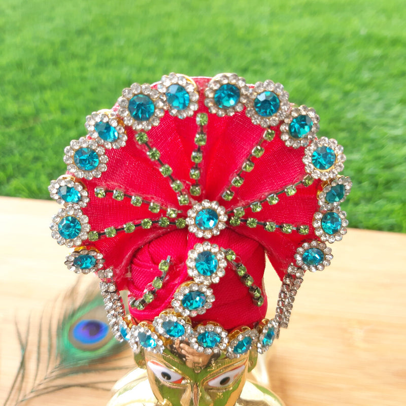 Bal Gopal  / Kahna Ji Designer Red Mukut / Pagadi Size No. 6