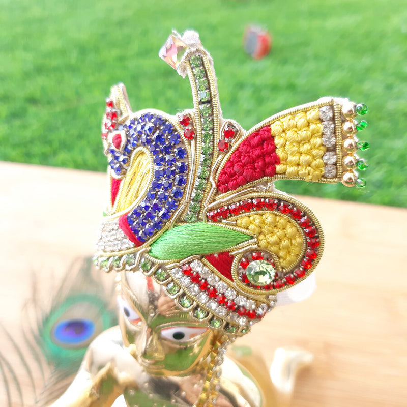 Laddu Gopal Ji Designer Heavy Stone & Thread Mukut / Pagadi Size No. 6,7