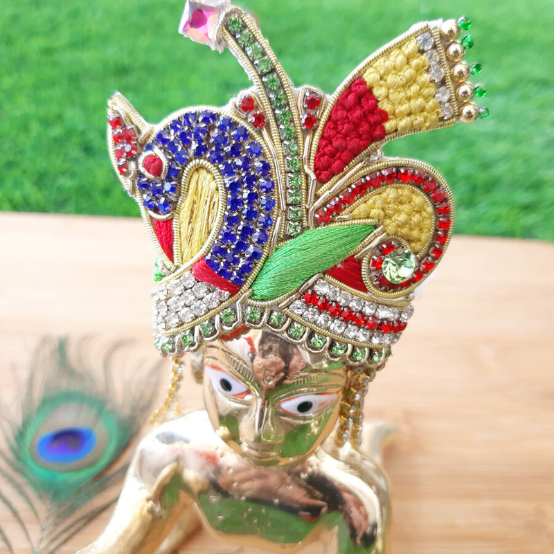 Laddu Gopal Ji Designer Heavy Stone & Thread Mukut / Pagadi Size No. 6,7