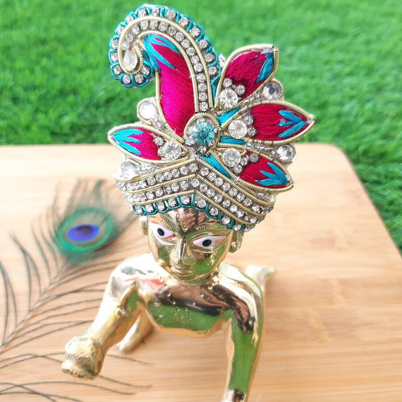 Kahna Ji Designer Heavy Stone & Thread Mukut / Pagadi Size No. 5,6,7