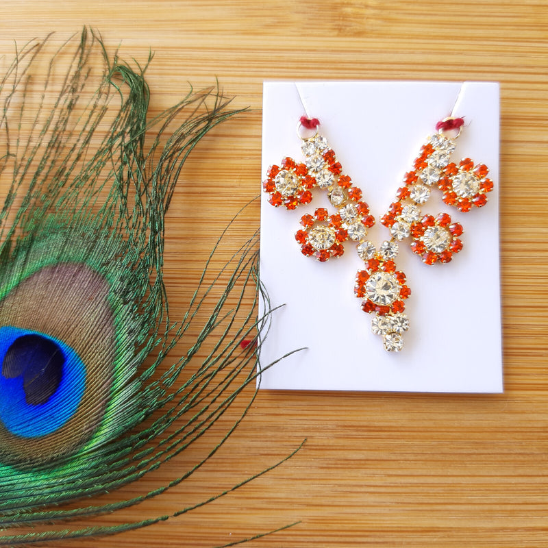 Laddu Gopal Ji Orange and White Heavy Stone Mala for Size 3,4,5