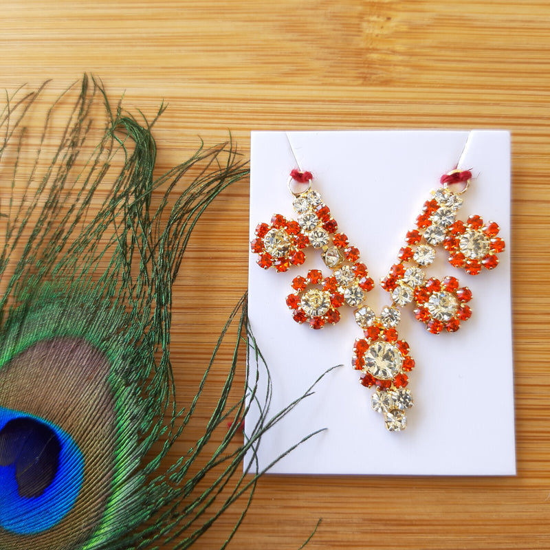 Laddu Gopal Ji Orange and White Heavy Stone Mala for Size 3,4,5