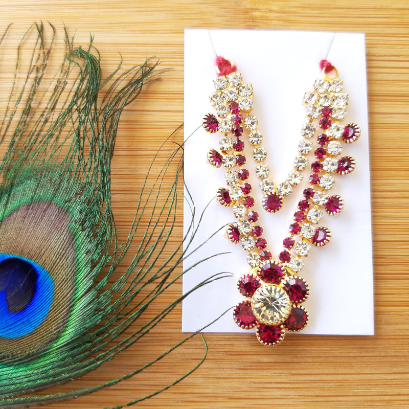 Laddu Gopal Ji Red and White Heavy Stone Mala for Size 5,6