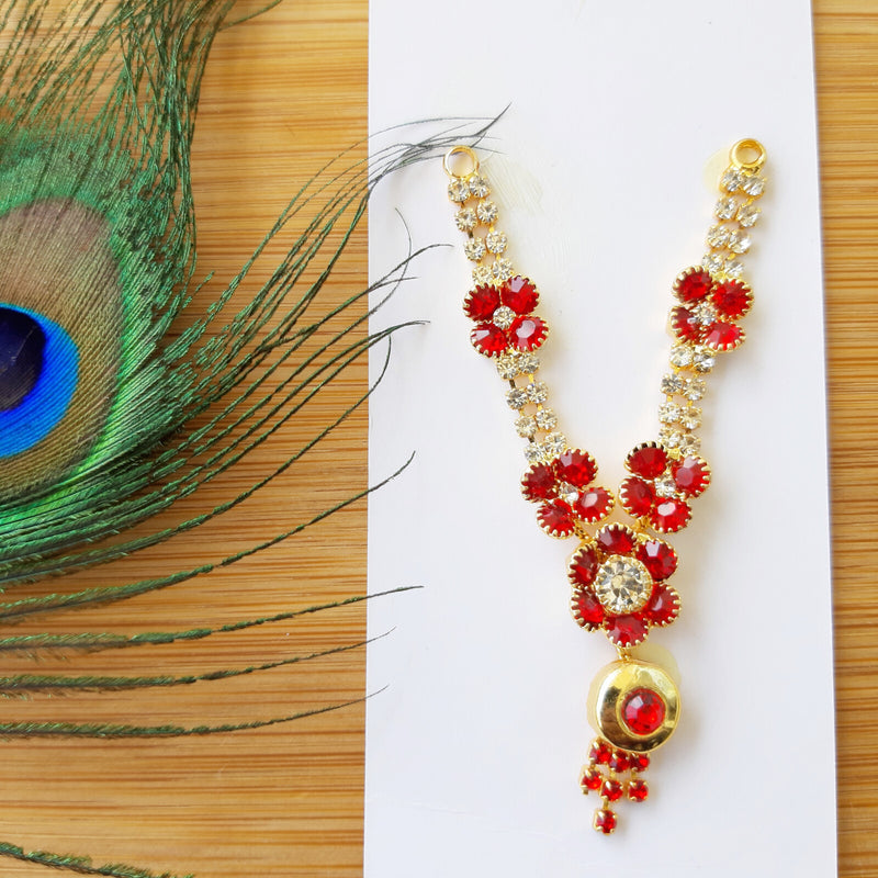 Laddu Gopal Ji Red and White Heavy Stone Mala for Size 6,7