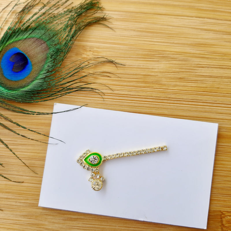 Laddu Gopal ji Flute / Bansuri Jarkan & Light Green Stone