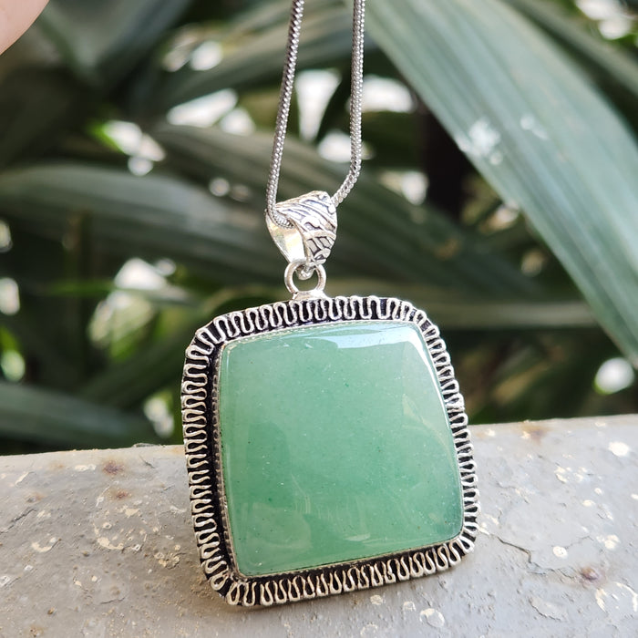 Certified Green Aventurine Pendant for Healing, Abundance and Growth without Chain-Pendant 7