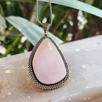 Certified Rose Quartz Pendant for Self Esteem, Compassion and Love without Chain- P1