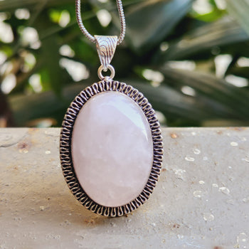 Certified Rose Quartz Pendant for Self Esteem, Compassion and Love without Chain