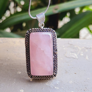 Certified Rose Quartz Pendant for Self Esteem, Compassion and Love  without Chain- P6