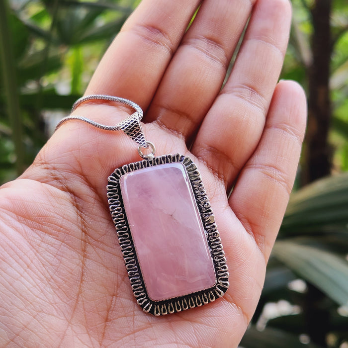 Certified Rose Quartz Pendant for Self Esteem, Compassion and Love  without Chain- P6