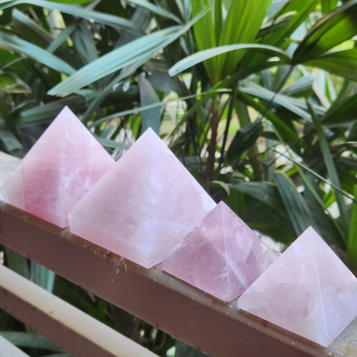Natural Rose Quartz Crystal Pyramid for Love & Harmony