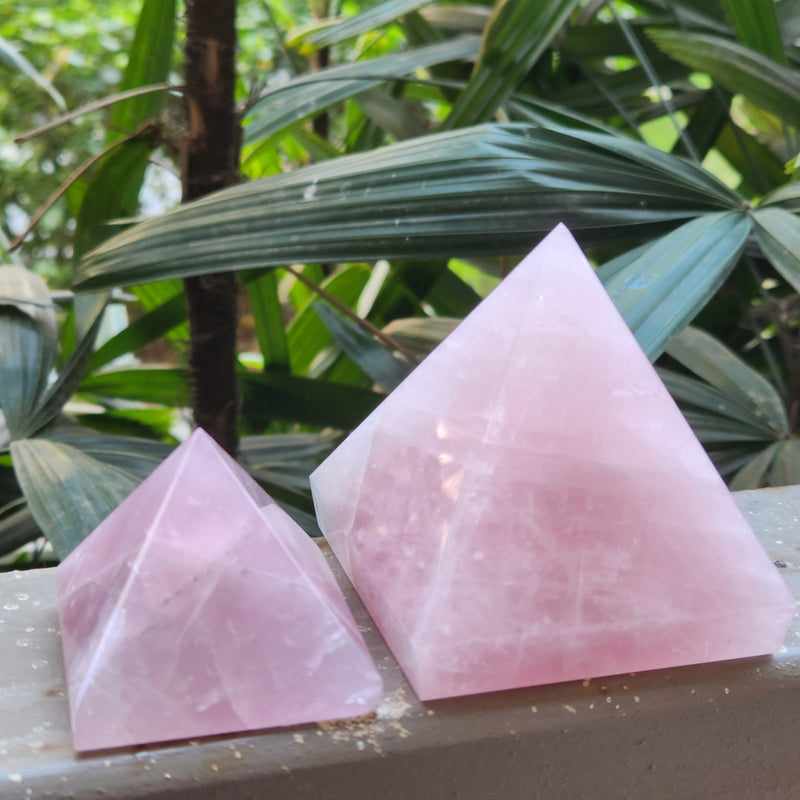 Natural Rose Quartz Crystal Pyramid for Love & Harmony