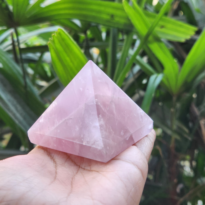 Natural Rose Quartz Crystal Pyramid for Love & Harmony