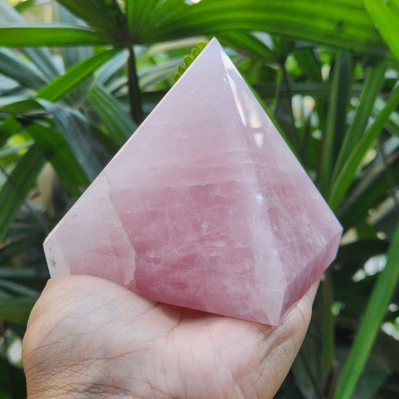 Natural Rose Quartz Crystal Pyramid for Love & Harmony