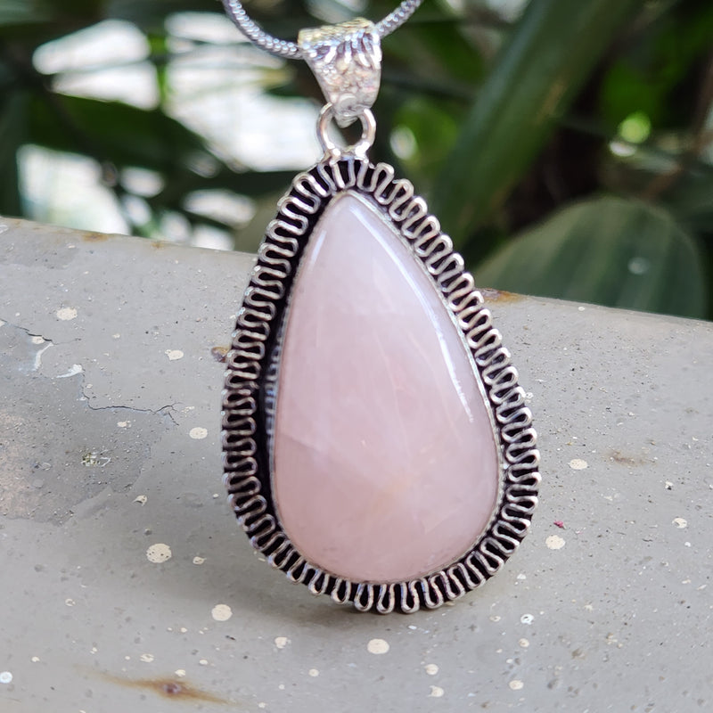 Certified Rose Quartz Pendant for Self Esteem, Compassion and Love without Chain - P23