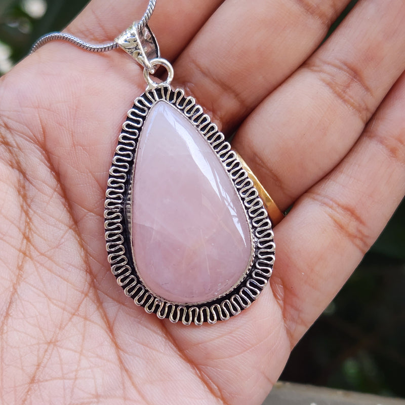 Certified Rose Quartz Pendant for Self Esteem, Compassion and Love without Chain - P23