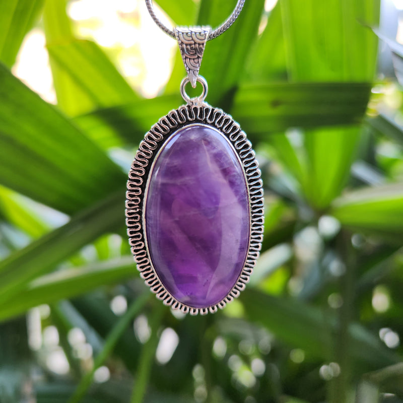 Certified Amethyst Oval Shape Pendant without Chain