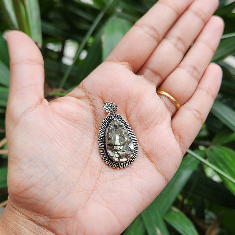 Certified  Oval Shape Pyrite Pendants for Abundance without Chain